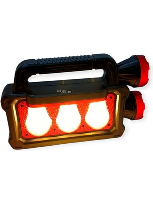 Mustran Şarjlı Solar El Feneri Powerbanklı Kamp Lambası 3 Filament LED Beyaz Gün Işığı Taşınabilir