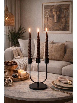 Lethe Studio Design Spiral Mum 3’lü Set - Dekoratif Italyan Burgulu Şamdan Mumu (3 Adet %100 Soya Wax Mum) - Şamdansız