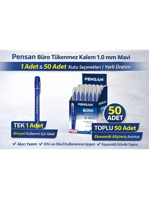 Esranın Dünyası Pensan Büro Tükenmez Kalem 1.0 mm Mavi