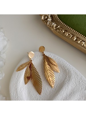  Lente Aksesuar Retro Model Üç Yapraklı Çelik Küpe