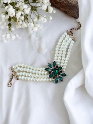 Fayra Accessories Kristal Taşlı Diana Inci Bileklik