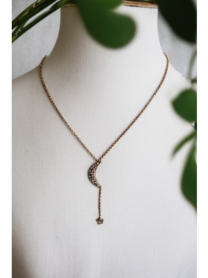 Fayra Accessories Kristal Taş Işlemeli Hilal ve Yıldız Kolye