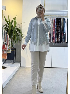 Fuat Gürsen Pırlanta Işlemeli Rahat Gömlek Haki 5304