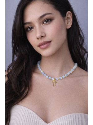 Doğal Taş Kolye, Opal Taşı Hematit Fiyonk Kolye, Choker Kolye