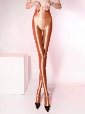 Kadın Parlak Şık Işıltılı Oil Shine Yüksek Bel Külotlu Çorap Seamless Premium Kalite W1033