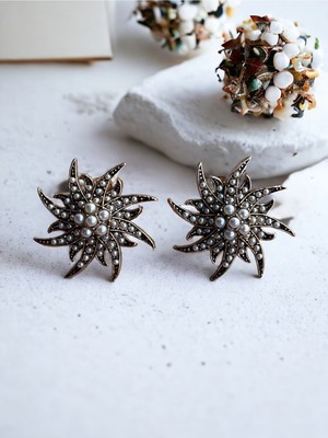 Fayra Accessories Güneş Figür Inci Küpe