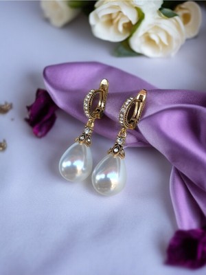 Fayra Accessories Zirkon Taşlı Inci Küpe