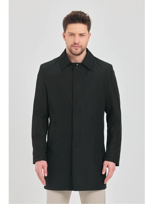 Trend Kombin Erkek Siyah Klasik Yaka Standart Fit Trençkot