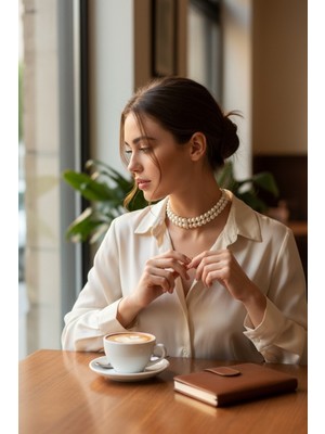 Fayra Accessories Kristal Taşlı Inci Tasma Kolye