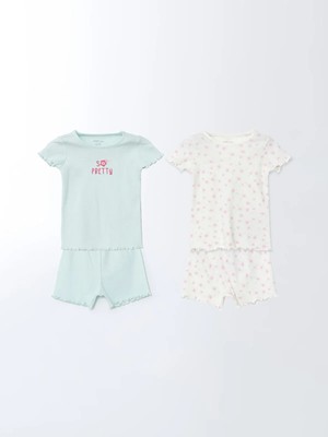 Lc Waikiki Yeni Sezon Bisiklet Yaka Çiçekli Kız Bebek Şortlu Pijama Takım 2'li