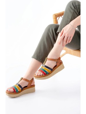 730-142 Multi Hakiki Deri Ortopedik Taban Kadın Sandalet