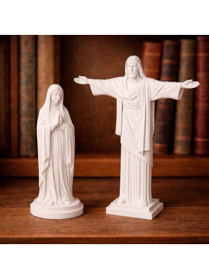 Meryem Ana & Hz. Isa 2'li Set / Kurtarıcı Isa ve Kutsal Meryem Biblo Set / Lunar Design