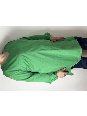 Yaşar Triko Kadın Yeşil Uzun Kollu Bilek Lastikli V Yaka Uzun Tunik