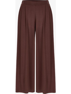 Penti Kahverengi Pileli Geniş Paça Pantolon
