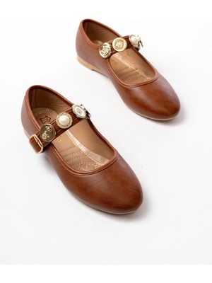 İNF-6363  Taba Baret Tokalı Günlük Bayan Ayakkabı