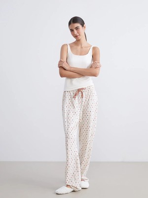 Lc Waikiki Yeni Sezon Büyük Beden Beli Lastikli Kalp Baskılı Kadın Pijama Altı