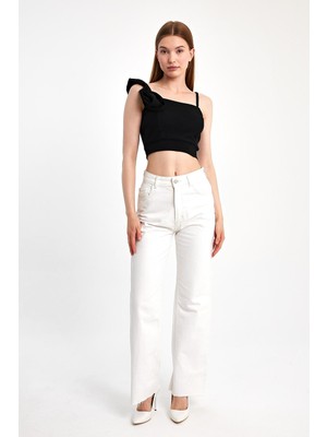 İhraç Pazarı Kadın Gül Yaka Detaylı 5 Renk Seçenekli Şık Modern Crop Bluz