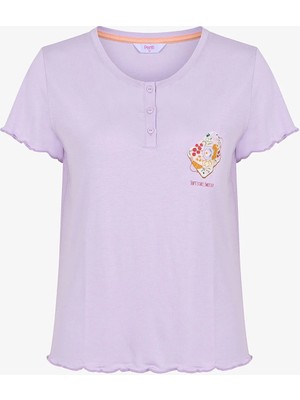 Penti Lila Sweet Day Tişört Pijama Üstü