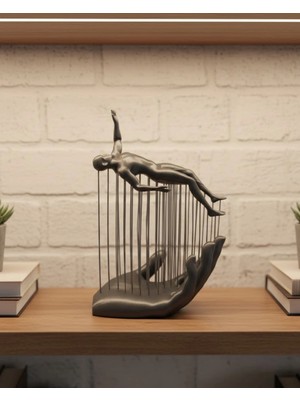 Mey İthalat Mey Ithalat® 3D El Formlu Insan Figürü Gri Soyut Tasarım Dekoratif Biblo