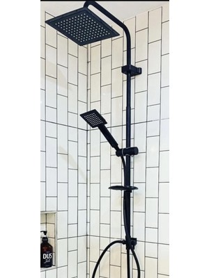 Aesco Siyah Kare Duş Seti, Tepe Yağmurlama Duş Başlığı, Ekstra Büyük Robot Duş Sistemi
