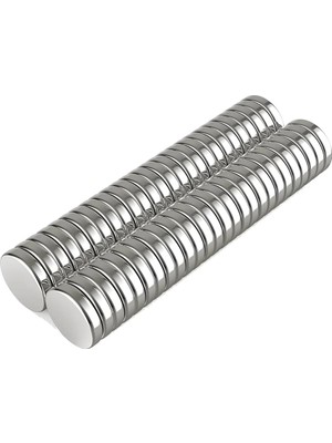 Aesco 50 Adet 10X2MM Yuvarlak Neodyum Mıknatıs Güçlü Magnet Nikel Kaplamalı