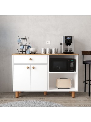 Sesa Mobilya Aksesuarları Freyja Kahve Köşesi Dresuar Şifonyer Çok Amaçlı Dolap Büfe-Mutfak Dolabı Çekmeceli , Airfryer Dolabı