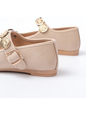 İNF-6363  Nut Baret Tokalı Günlük Bayan Ayakkabı