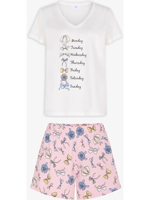 Penti Pembe Bow Of The Day Pamuklu Şortlu Pijama Takımı