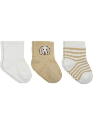 Mey İthalat Mey Ithalat® Bistyle Dog Boy 3'lü Penye Soket Çorap 10134 Ekru