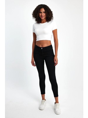 İhraç Pazarı Arka Detaylı Halka Tasarımlı Crop Top Kadın Bluz