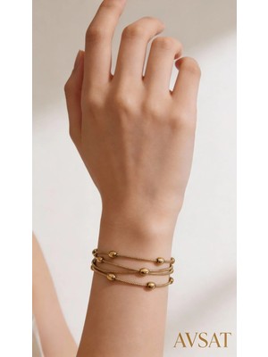 Melike Steel Üçlü Top Bileklik Paslanmaz Çelik