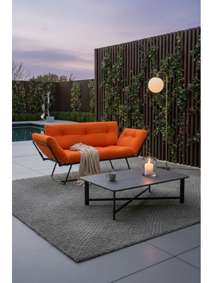 AVYNA Zenthora™ Katlanır Yataklı Kanepe – Iki Kişilik Çekyat Koltuk - Tay Tüyü - Turuncu - Premium Kumaş