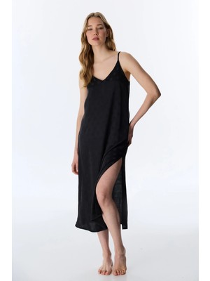 Penti Siyah Lilah Saten Gecelik