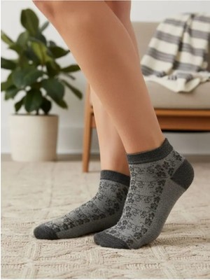 Aksu Çorap Kabartma Sarmaşık Motifli Bambu Kadın Patik