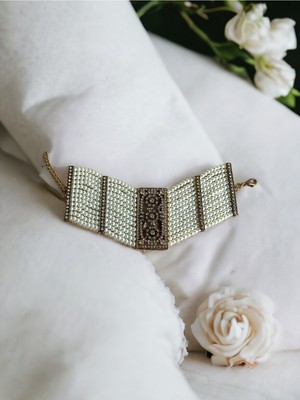 Fayra Accessories Zirkon Taşlı Hasır Dizim Inci Bileklik