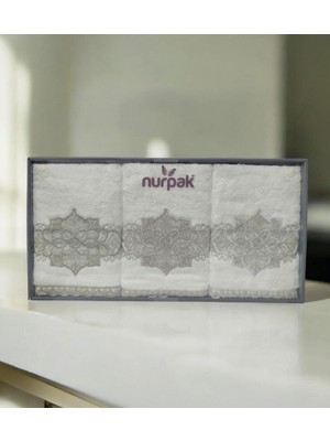 Nurpak Osmanlı Bambu Nakışlı %70 Bambu %30 Pamuk Kutulu 6 Adet 50X90 El Yüz Havlusu