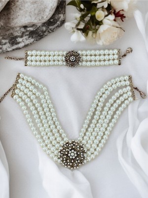 Fayra Accessories Dandelion Inci Kolye ve Inci Bileklik Seti