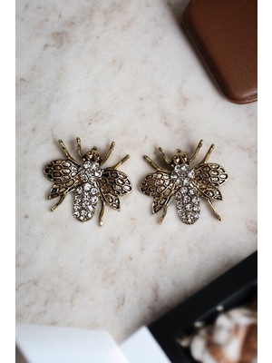 Fayra Accessories Kristal Taşlı Arı Figürlü Küpe
