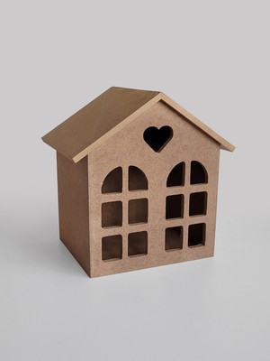 Yegane Concept Ahşap, Ham Mdf, Boyanabilir Kalpli Dekoratif Ev Fener, Mumluk, Gece Lambası