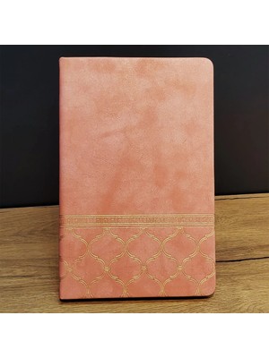 Shoplet Somon Rengi Desenli Deri Defter