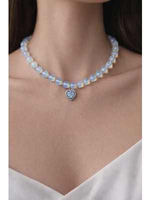 Doğal Taş Kolye, Opal Taşı Kalp Kolye