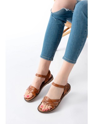 205-037 Taba Hakiki Deri Ortopedik Taban Kadın Sandalet
