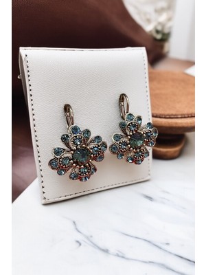 Fayra Accessories Kristal Taşlı Çiçek Figürlü Küpe