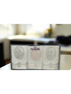 Nurpak Lale Bambu %70 Bambu %30 Pamuk Nakışlı Kutulu 6 Adet 50X90 El Yüz Havlusu