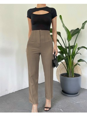 Modamorfo Zra Pileli Havuç Pantolon   -Vizon