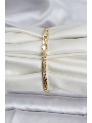 Aesco 14K Gold Renk Kaplama Zirkon Taşlı Baget Model cm Kadın Bileklik - Lisinya