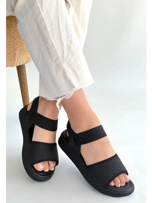 Aesco Jake Siyah Hasır Cilt Sandalet