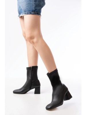 HC-2700 Siyah Streç Topuklu Fermuarlı Günlük Kadın Bot