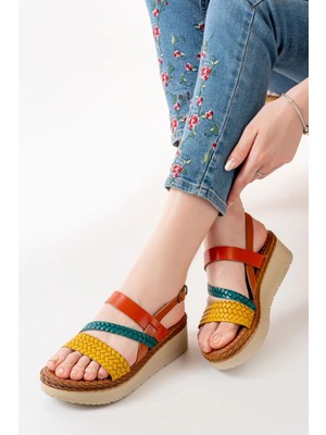 730-152 Multi Ortopedik Hakiki Deri Dolgu Kadın Sandalet