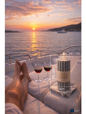 Minaşk Candle Tenue Kalp Tabaklı Silindir Soya Mum Set